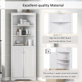 ZUN White Bathroom Corner Cabinet with Adjustable Shelves and Doors, Multi-Functional Tall WF295064AAK
