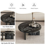 ZUN Black MDF material circular coffee table with texture, 31.4 inch black middle modern tea W1151131601