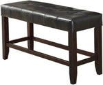 ZUN Counter Height 1pc Bench Dining Room Black Faux Leather Cushion Tufted Seat Wooden Base Comfort Seat B011130020