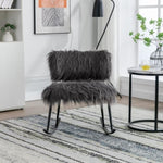 ZUN 25.2'' Wide Faux Fur Plush Nursery Rocking Chair, Baby Nursing Chair with Metal Rocker, Fluffy W1852107367