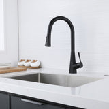 ZUN Kitchen Faucet with Pull Down Sprayer Matte Black, High Arc Single Handle Kitchen Sink Faucet , W1177125200