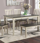 ZUN Dining Room Furniture 1pc Dining Table Only Dual Tone Design Antique White / Gray Solid wood Table B011108522