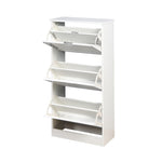 ZUN Wooden Shoe Cabinet for Entryway, White Shoe Storage Cabinet with 3 Flip Doors 20.94x9.45x43.11 inch W40935621