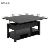 ZUN ON-TREND Lift Top Coffee Table, Multi-Functional Coffee Table with Open Shelves, WF314404AAB