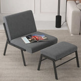 ZUN Accent Chair with Ottoman, Modern Upholstered Accent Chair, Linen Sofa Chair with Ottoman Footstool W57851298