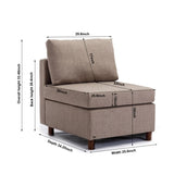 ZUN Middle Module Fabric Linen for Modular Sofa Sectional Sofa Couch Accent Armless Chair, Cushion W1439118859