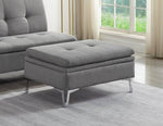 ZUN Casual Style Storage Ottoman 1pc Gray Color Fabric Upholstered Metal Legs Living Room Furniture B01146478