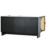 ZUN U_Style Storage Cabinet with Rattan Door, Mid Century Modern Storage Cabinet with Adjustable WF305890AAB