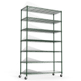 ZUN 7 Tier Wire Shelving Unit, 2450 LBS NSF Height Adjustable Metal Garage Storage Shelves with Wheels, W155091052