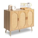 ZUN Modern Rattan Shoe Storage Cabinet with 3 Doors and Adjustable Shelves, Accent Cabinet for Living 22364309