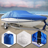 ZUN 14-16ft 210D Oxford Fabric High Quality Waterproof Boat Cover with Storage Bag Blue 34893878