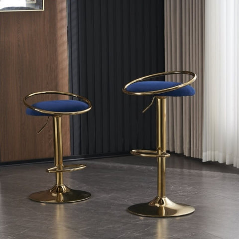 ZUN Bar Stools Set of 2 Counter Height Adjustable velvet Padded 360&deg; Swivel Bar Chairs Modern Industrial W1361107053