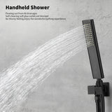 ZUN Male NPT Bathtub Shower Faucet Set, Waterfall Tub Faucet with 12-Inch Matte Black Rain Shower Head 06639859