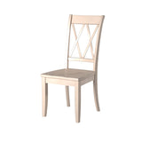 ZUN Casual White Finish Side Chairs Set of 2 Pine Veneer Transitional Double-X Back Design Dining Room B01143553