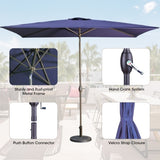 ZUN Large Blue Outdoor Umbrella 10ft Rectangular Patio Umbrella For Beach Garden Outside Uv Protection W1828P147105