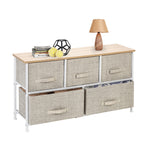 ZUN 2-Tier Wide Closet Dresser, Nursery Dresser Tower With 5 Easy Pull Fabric Drawers And Metal Frame, 83038554