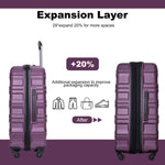 ZUN Expandable 3 Piece Luggage Sets PC Lightweight & Durable Suitcase with Two Hooks, Spinner Wheels, W284104376