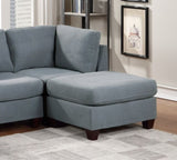 ZUN Living Room Furniture Cocktail Ottoman Grey Linen Like Fabric 1pc Plush Ottoman Wooden Legs B011104192