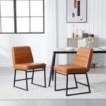 ZUN Upholstered Leather Dining Chairs Set of 2 With Metal Legs, Mid Century Modern Leisure Chairs for W1439125946