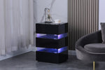 ZUN High Gloss LED Side Table, Modern Nightstands with 3 Drawer for Bedroom, Living Room, Black W158981464