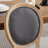 ZUN A&A Furniture,French Style Solid Wood Frame Antique Painting Linen Fabric Back Dining Chair,Set of W1143141071