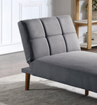 ZUN Blue Grey Polyfiber 1pc Adjustable Chaise Bed Living Room Solid wood Legs Tufted Comfort Couch HS00F8522-ID-AHD