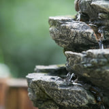 ZUN 9x5x14" Indoor Gray Stone-Look Water Fountain, 7-tier Polyresin Cascading Rock Tabletop Fountain W2078124472