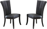 ZUN Black Faux Leather Upholstered Lines back Set of 2pc Chairs Dining Room Wide Flair back Chair HSESF00F1591