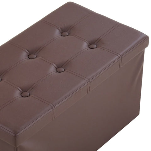 ZUN FCH 76*38*38cm Glossy Pull Point PVC MDF Foldable Storage Footstool Dark Brown 95537181