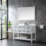 ZUN 48 in. W x 22 in. D x 35 in. H Transitional Freestanding Bath Vanity in White with Engineer Stone W2053122510