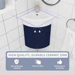 ZUN Corner Bathroom Vanity Sink Combo for Small Space Wall Mounted Cabinet Set, Ceramic Sink W99990112