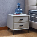 ZUN Modern Nightstand with 2 Drawers, Night Stand with PU Leather and Hardware Legs, End Table, Bedside W1168114609