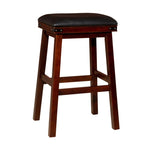 ZUN 30" Bar Stool, Espresso Finish, Black Leather Seat B04660628