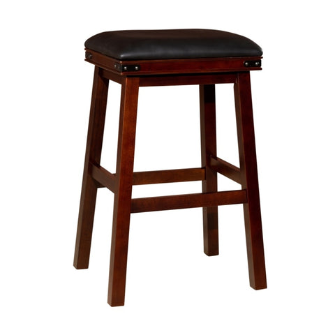 ZUN 30" Bar Stool, Espresso Finish, Black Leather Seat B04660628