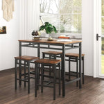 ZUN Bar table set 5PC Dinging table set with high stools, structural strengthening, industrial style. W1162126311