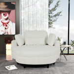 ZUN 51-inch beige corduroy sofa with two throw pillows and a waist pillow with an extra tray for W1658P143720