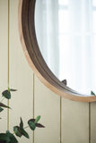 ZUN D28" Wood Round Mirror, Farmhouse Decor Style Circle Wall Mirror for Living Room Bathroom Entryway W2078126448