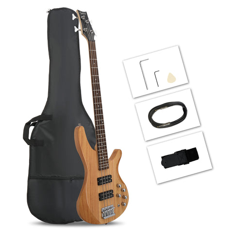 ZUN 44 Inch GIB 4 String H-H Pickup Laurel Wood Fingerboard Electric Bass 82198369