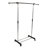 ZUN Single-bar Vertically-stretching Stand Clothes Rack with Shoe Shelf Silver 96763962