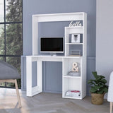 ZUN Palisades Computer Desk with Hutch and Storage Shelves White B062111731