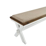 ZUN Modern Style White and Oak Finish 1pc Bench Fabric Upholstered Seat Charming Traditional Dining B011102649