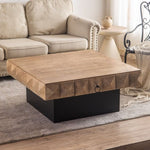 ZUN 41.73"Three-dimensional Embossed Pattern Square Retro Coffee Table with 2 Drawers and MDF Base W757126826