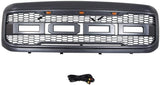 ZUN Grille For 2005 2006 2007 Ford f250 f350 Raptor Grill W/LED Lights & Letters Mattle Black W2165128497