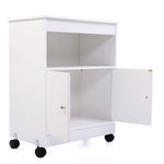 ZUN Wood Kitchen Microwave Cabinet Cart with 4 Universal Wheels and Roomy Inner Space for Home Use, W104162894