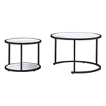 ZUN 27.16inch Marble Pattern MDF Top with Black Metal Frame nesting coffee table set of 2 W87681466