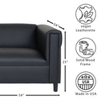 ZUN Black Broadway Faux Leather Loveseat Sofa Living Room, Modern Décor Love Seat Mini Small Couches B124142436