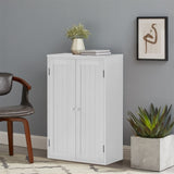 ZUN Bathroom Storage Cabinet Freestanding Wooden Floor Cabinet with Adjustable Shelf and Double Door W169392183