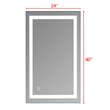 ZUN 40"x 24" Square Built-in Light Strip Touch LED Bathroom Mirror Silver 27416333