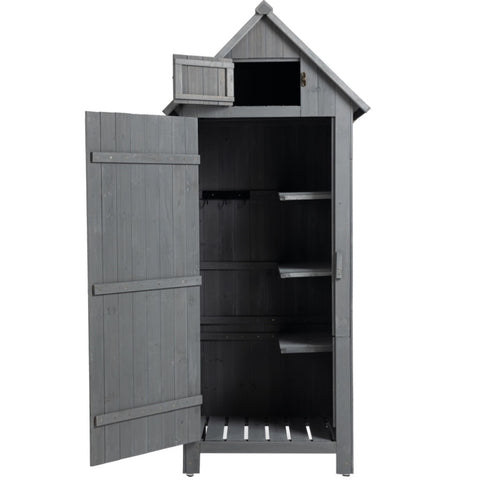 ZUN 30.3"L X 21.3"W X 70.5"H Outdoor Storage Cabinet Tool Shed Wooden Garden Shed Gray W142267668