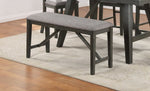 ZUN Transitional Farmhouse 1pc Dark Finish Counter Height Bench Light Gray Upholstered Seat Dining Room B011138341